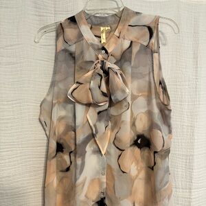 Chenault Floral Tie-Neck Blouse - Cream and Black